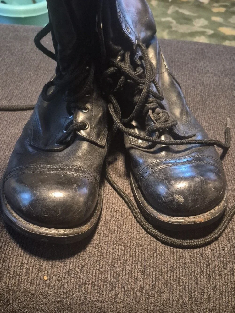 Men's Black Leather Lace-Up Work Boots